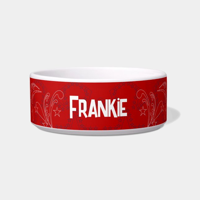 Retro Red Bandana Personalisiert Napf (Vorderseite)