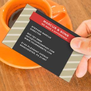 Retro Red Banner Business Card Visitenkarte