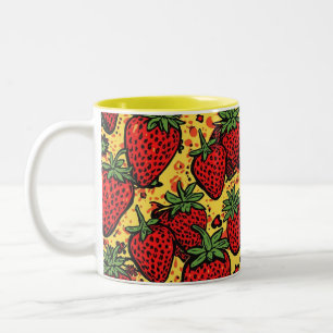 Retro Red Berry Frucht Cottagecore Erdbeere Zweifarbige Tasse