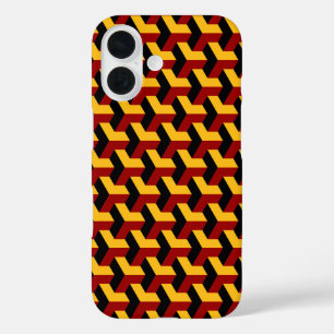 Retro Red Black Barcelona Geometric Blockmuster iPhone 16 Hülle