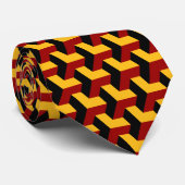 Retro Red Black Barcelona Geometric Blockmuster Krawatte (Gerollt)