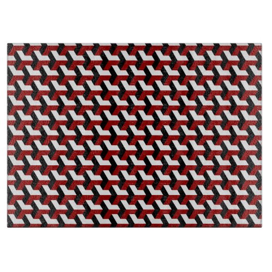 Retro Red Black Barcelona Geometric Blockmuster Schneidebrett (Vorderseite)
