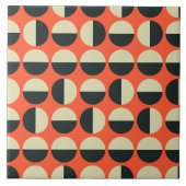 Retro Red Black Beige Dot 60er Muster Fliese (Vorderseite)