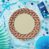 Retro Red Black Beige Dot 60er Muster Pappteller (Party)