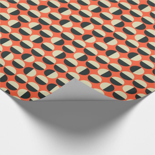 Retro Red Black Beige Polka Dot 60er Muster Geschenkpapier (Ecke)