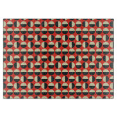 Retro Red Black Beige Polka Dot 60er Muster Schneidebrett (Vorderseite)