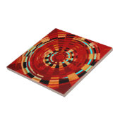 Retro Red Black Blue Yellow Brown Circle Pattern Fliese (Seite)