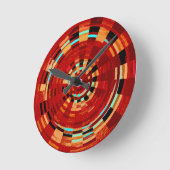 Retro Red Black Blue Yellow Brown Circle Pattern Runde Wanduhr (Winkel)