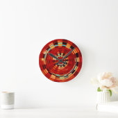 Retro Red Black Blue Yellow Brown Circle Pattern Runde Wanduhr (Zuhause)