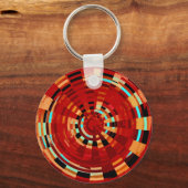 Retro Red Black Blue Yellow Brown Circle Pattern Schlüsselanhänger (Vorderseite)