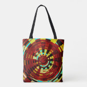 Retro Red Black Blue Yellow Brown Circle Pattern Tasche (Rückseite)