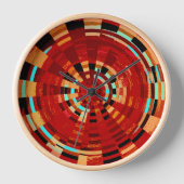 Retro Red Black Blue Yellow Brown Circle Pattern Uhr (Vorderseite)