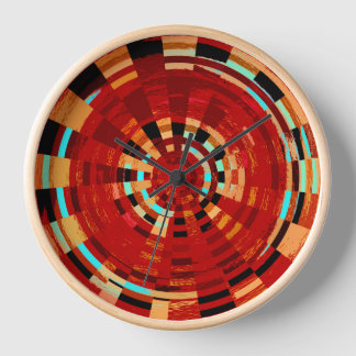 Retro Red Black Blue Yellow Brown Circle Pattern Uhr