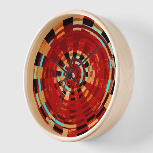 Retro Red Black Blue Yellow Brown Circle Pattern Uhr (Winkel)