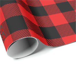 Retro Red Black Christmas Holiday Tartan Kariert Geschenkpapier
