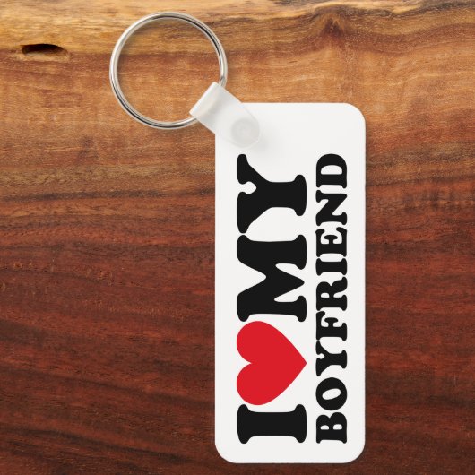 Retro Red & Black I Liebe Mein Freund Schlüsselanhänger (Vorderseite)