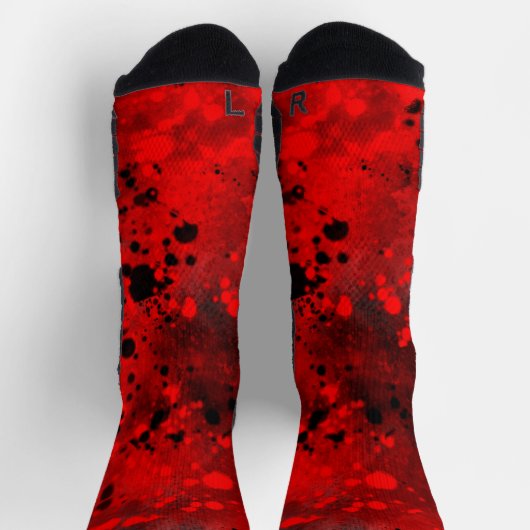 Retro Red & Black Paint Spritzer Socken (Oben)
