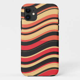 Retro Red Black Pink Wavy Stripes Muster Case-Mate iPhone Hülle