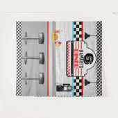 Retro Red|Blue Checkerboard Diner Counter Hintergr Wandteppich (Vorderseite (Horizontal))
