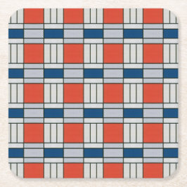 Retro Red Blue Geometric Muster Untersetzer