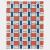 Retro Red Blue Gray Geometric Muster Fleecedecke (Vorderseite)