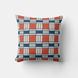 Retro Red Blue Gray Geometric Muster Kissen