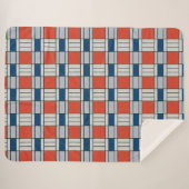 Retro Red Blue Gray Geometric Muster Sherpadecke (Vorderseite (Horizontal))