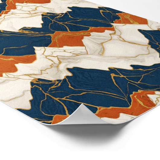 Retro Red Blue Mountain Landscape Art Poster (Ecke)