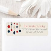 Retro Red Blue Ornaments Weihnachten Rücksendeadre (Insitu)