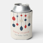 Retro Red Blue Ornaments Weihnachts-Party Dosenkühler (Kanne Vorderseite)