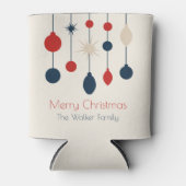 Retro Red Blue Ornaments Weihnachts-Party Dosenkühler (Vorderseite)