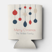 Retro Red Blue Ornaments Weihnachts-Party Dosenkühler (Rückseite)
