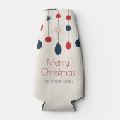 Retro Red Blue Ornaments Weihnachts-Party Flaschenkühler (Vorderseite)