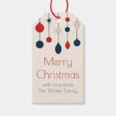 Retro Red Blue Ornaments Weihnachts-Party Geschenkanhänger (Vorderseite)