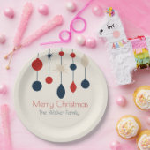 Retro Red Blue Ornaments Weihnachts-Party Pappteller (Party)