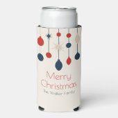 Retro Red Blue Ornaments Weihnachts-Party Selters Dosenkühler (Seltzer Vorderseite)