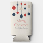 Retro Red Blue Ornaments Weihnachts-Party Selters Dosenkühler (Rückseite)