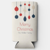 Retro Red Blue Ornaments Weihnachts-Party Selters Dosenkühler (Vorderseite)
