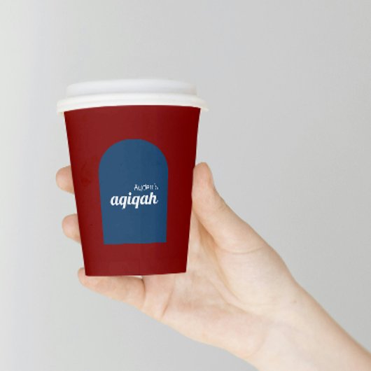 Retro Red Blue Solid Color Aqiqah Baby Dusche Pappbecher