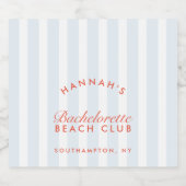 Retro Red & Blue Streifen Bachelorette Schaumweinetikett (Einzelnes Label)