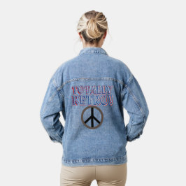 Retro Red Blue White Peace Sign Jeansjacke