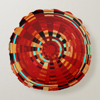 Retro Red Blue Yellow Circle Pattern Rundes Kissen