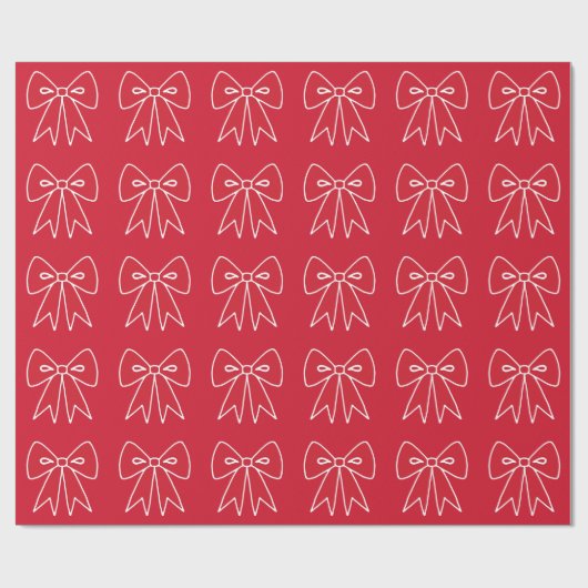 Retro Red Bow Weihnachtswrapping Paper Geschenkpapier (Flach)