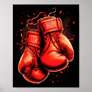 Retro Red Boxing Gloves Vintag Boxer Poster