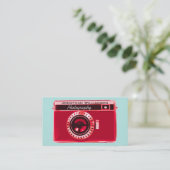 Retro Red Camera Fotografy Business Cards Visitenkarte (Stehend Vorderseite)