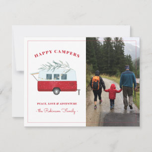 Retro Red Camper Adventure Camping Weihnachtskarte Feiertagskarte