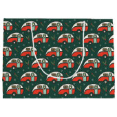 Retro Red Camper Weihnachts-Camping Große Geschenktüte (Rückseite)