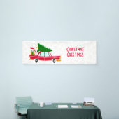 Retro Red Car mit einem Weihnachtsbaum Banner (Messeveranstaltung)