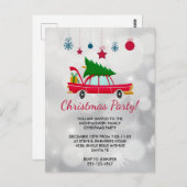 Retro Red Car mit einem Weihnachtsbaum laden Postkarte (Vorne/Hinten)