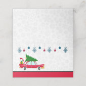 Retro Red Car mit einem Weihnachtsbaum Platzkarte (Außenseite Aufgefaltet)